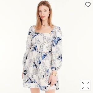 Squareneck cotton voile dress in patchwork floral